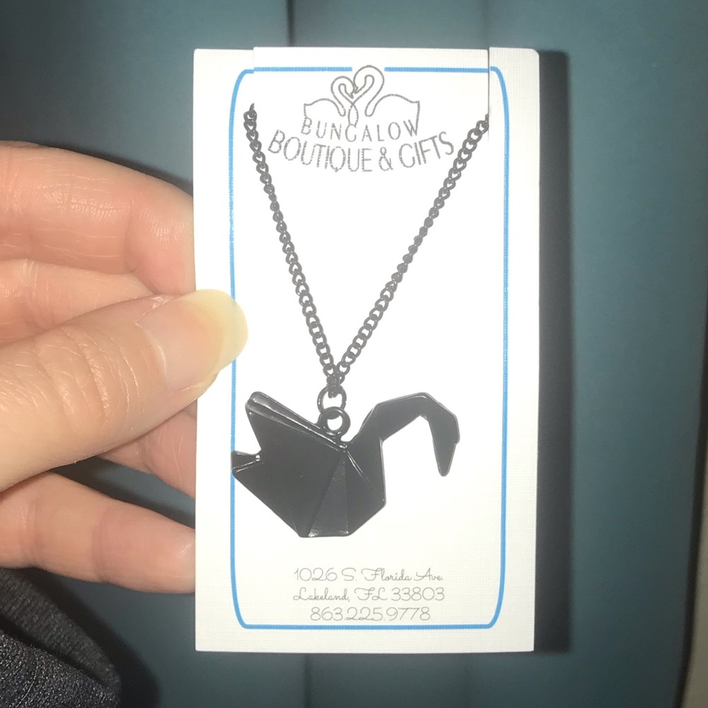 Origami Black Swan Necklace